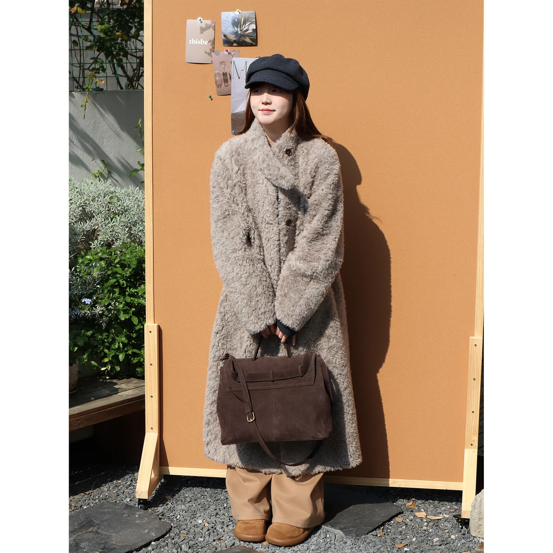 zhukele 长款羊剪 绒大衣