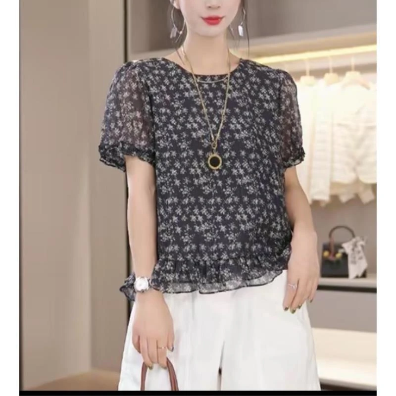 【碎花】夏季3新款上衣时尚洋气减龄显瘦衬衫女2573