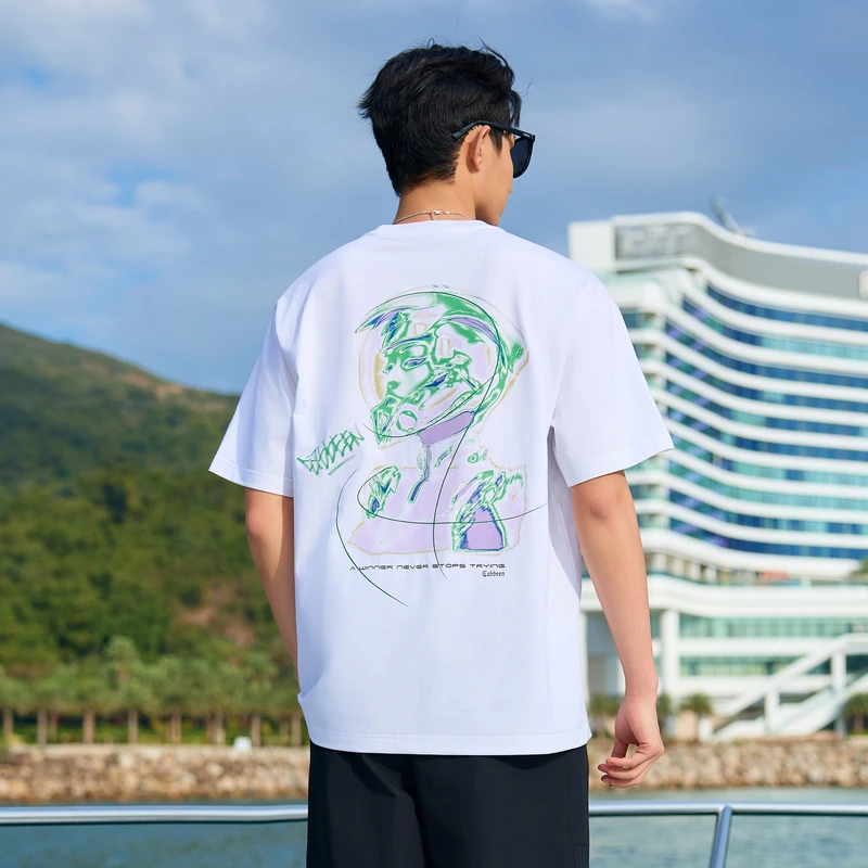 【彩绘人工智能印花】卡宾旗舰店男装短袖T恤2025夏季新款个性百搭