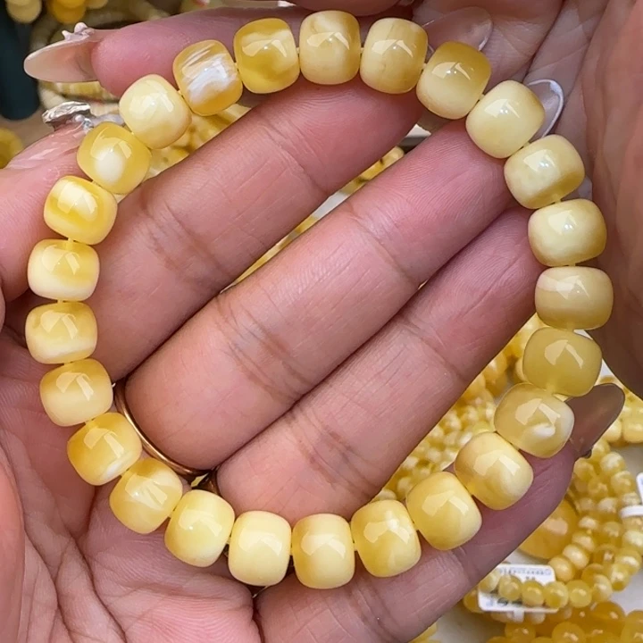 未镶嵌蜜蜡手链金白老型手串