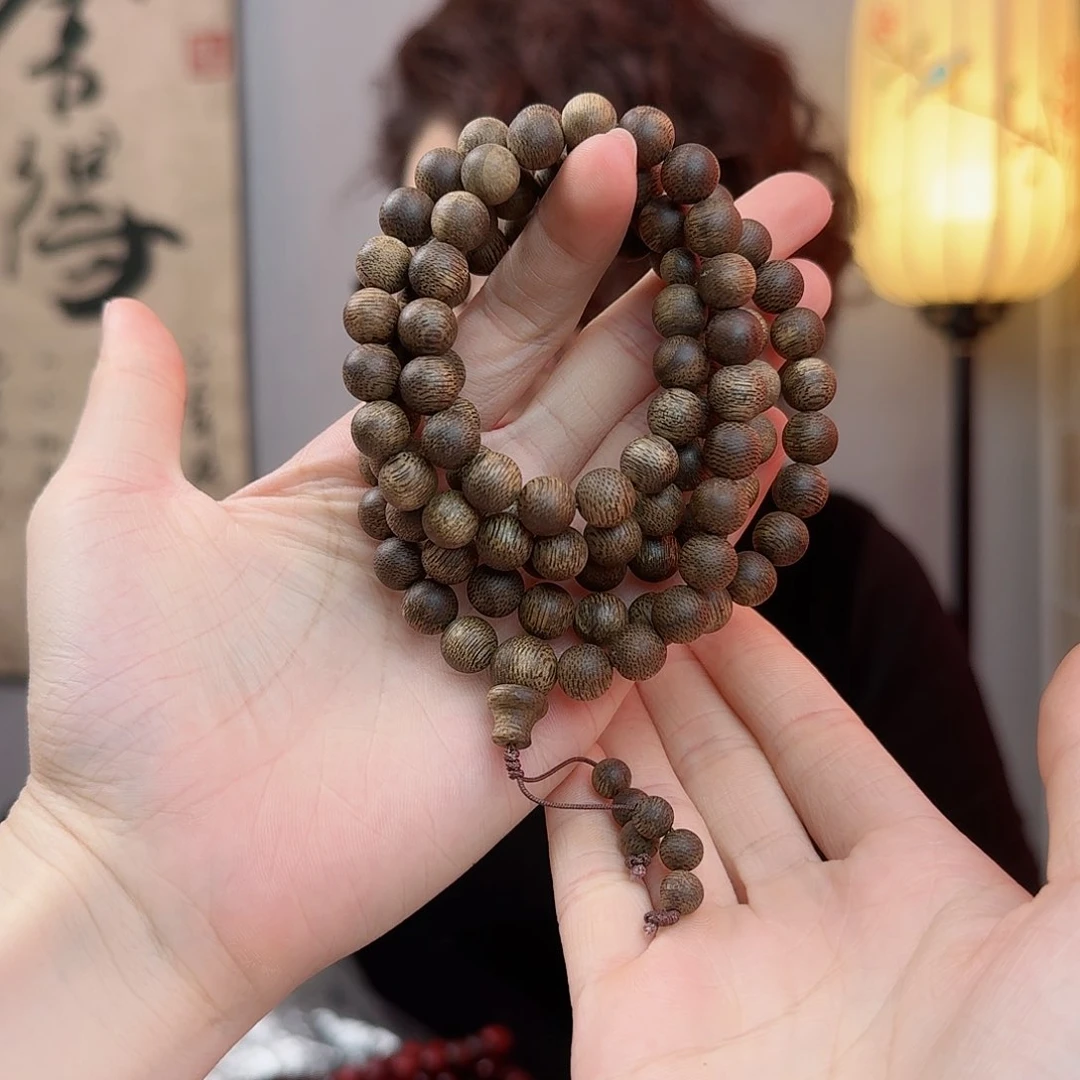 沉香手串非***仔海南尖峰岭虫漏0.8*108