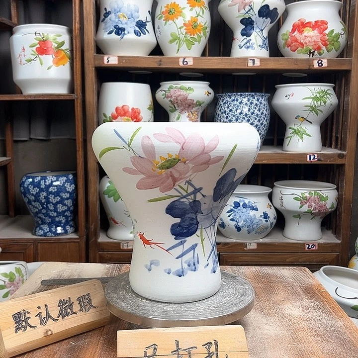 摆件火窝青花荷花新款新款陶瓷