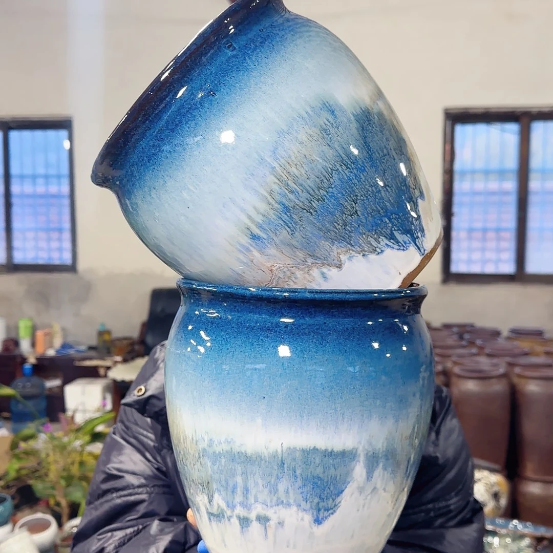 紫砂花盆高21口19