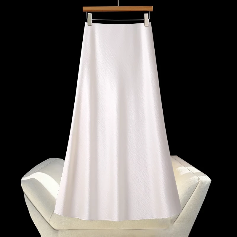 拉夏贝尔柔软醋酸缎面a字半身裙2025夏季薄款高级感显瘦鱼尾伞裙