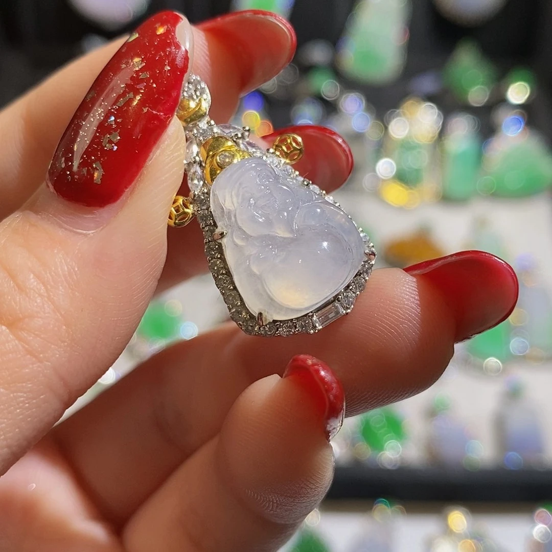 翡翠颈饰银S925镶嵌天然翡翠