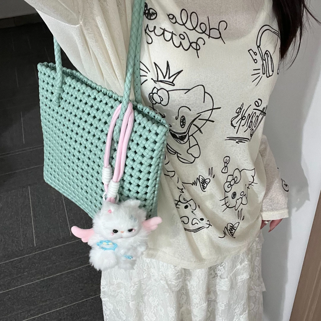 手工DIY编制薄荷绿藤条包包材料包送女生礼物