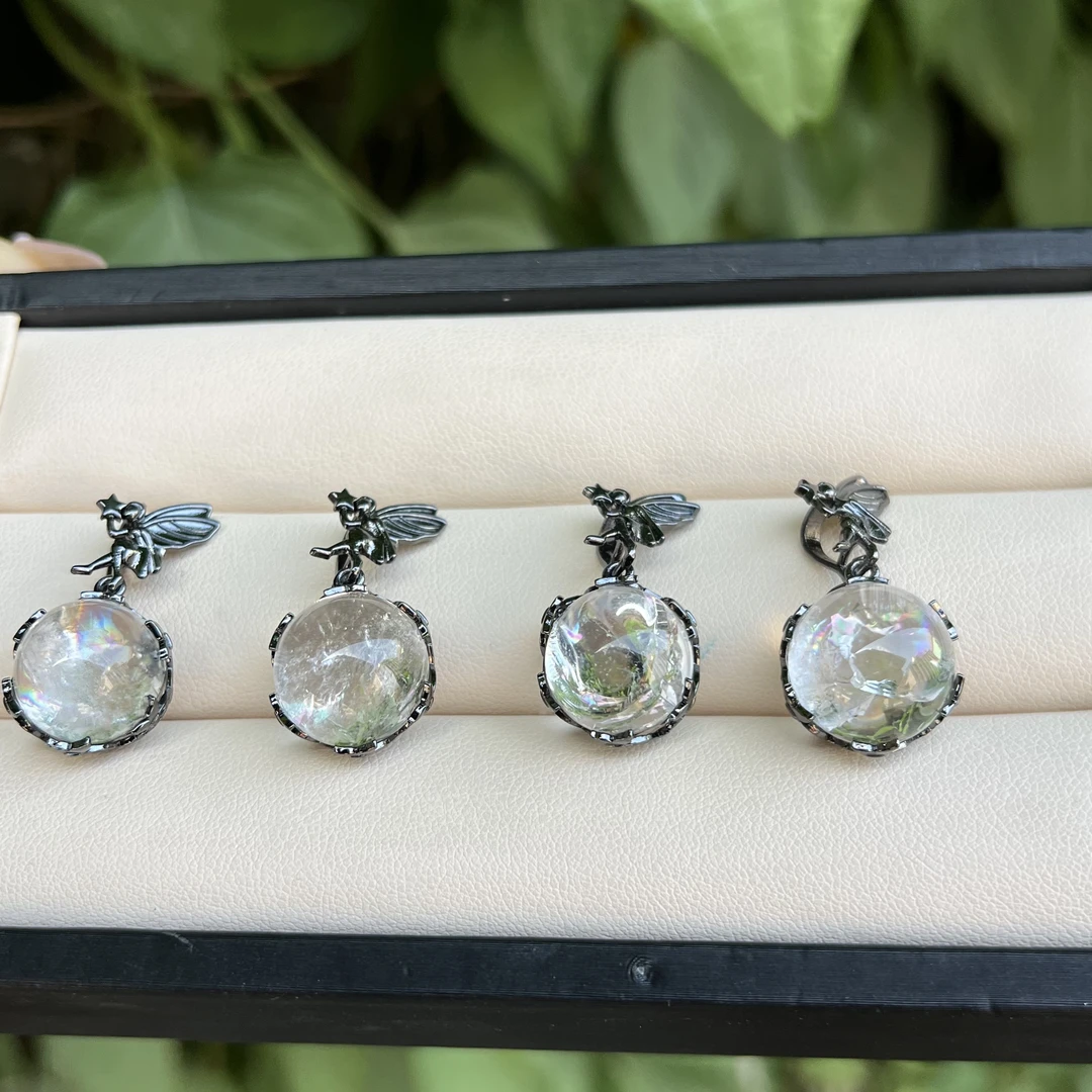 【月月家】G103天然水晶 原创白阿塞水晶设计款吊坠 多样性发其一