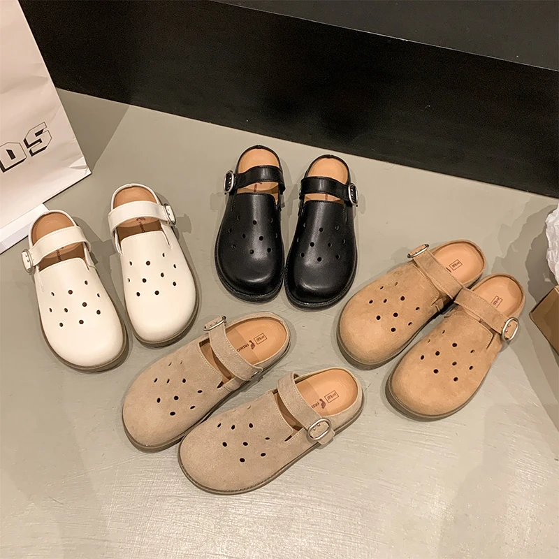 2025夏季新款可可两穿复古风仙女风百搭洋气时尚洞洞鞋