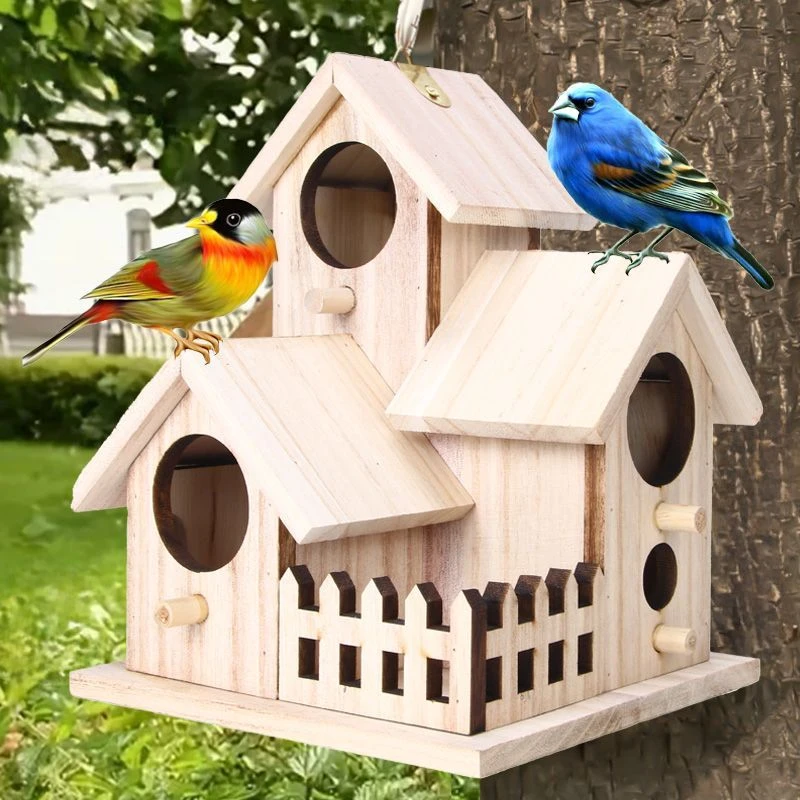 实木鸟窝加厚繁殖箱鹦鹉小房子三房环保室外巢笼手工多款宠物用品