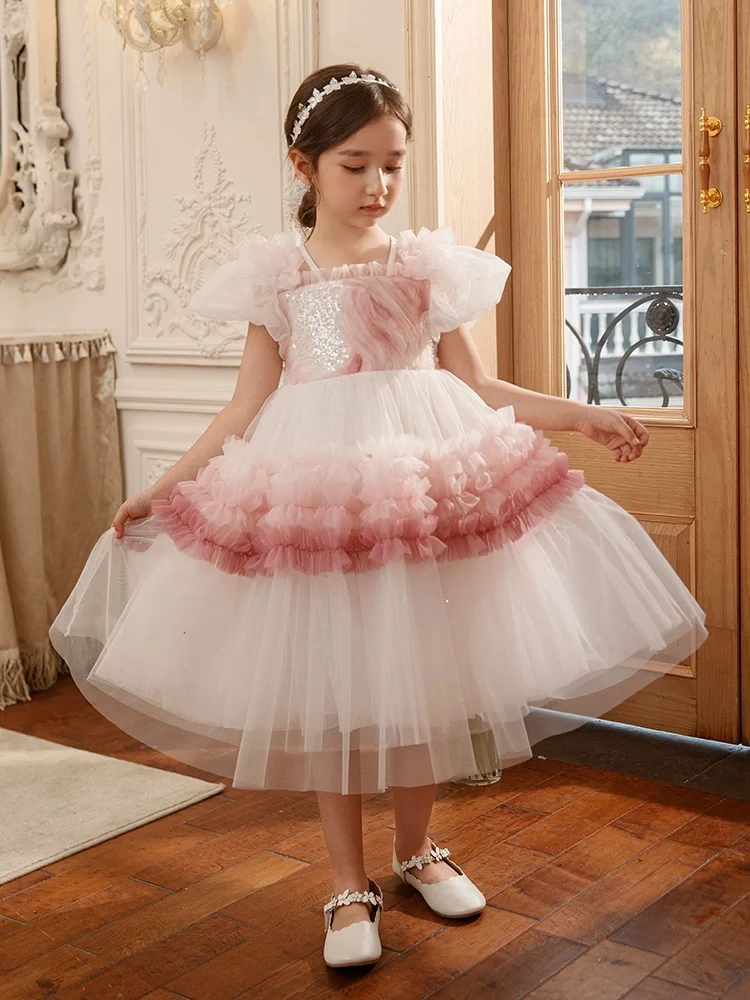 夏季2025新款“巴黎之星”渐变礼服裙