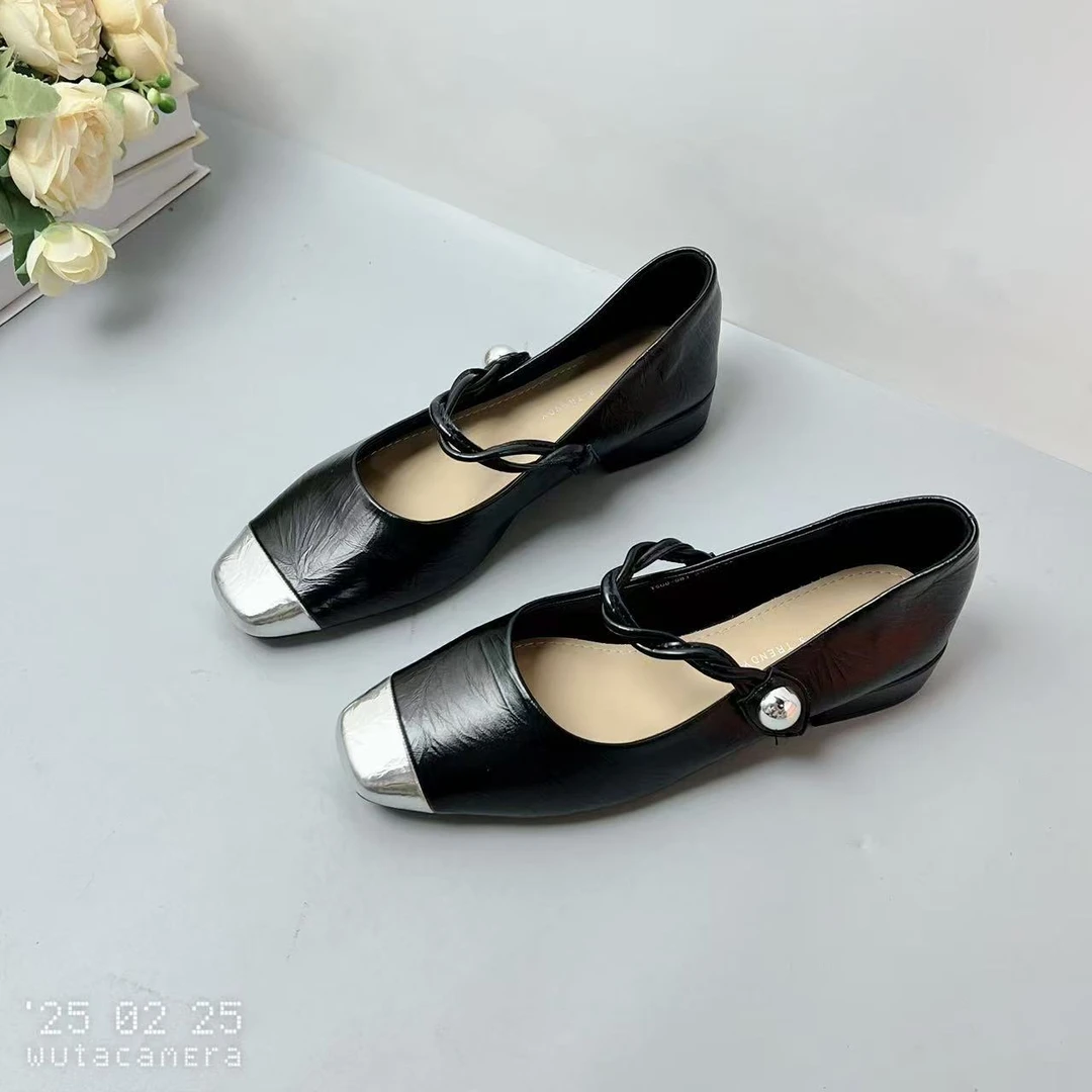 68-981 新款百搭气质圆头粗跟浅口玛丽珍单鞋