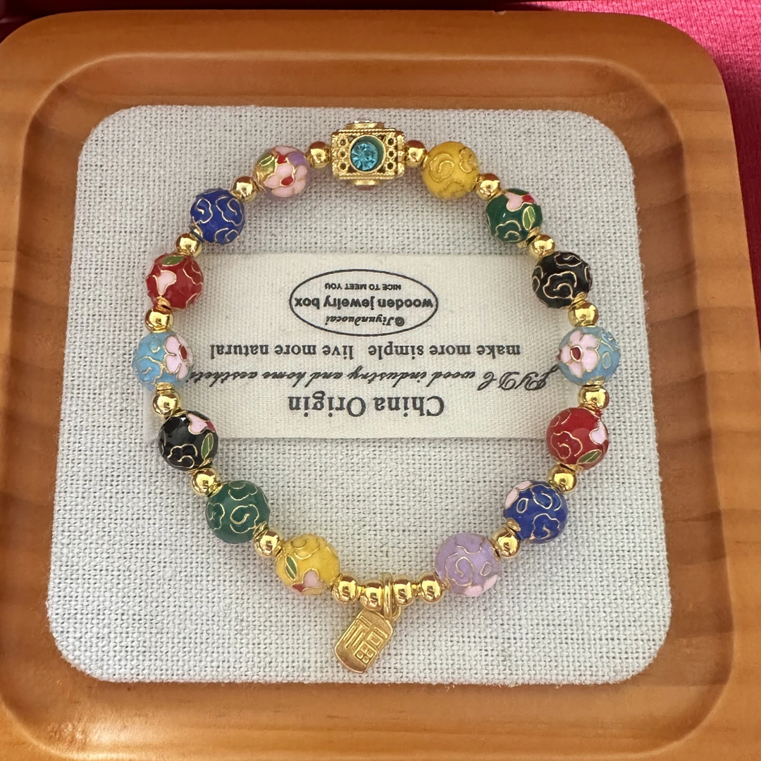 非金属珐琅手链 北京直发 彩色繁花景泰蓝民族风女款精致手链手串