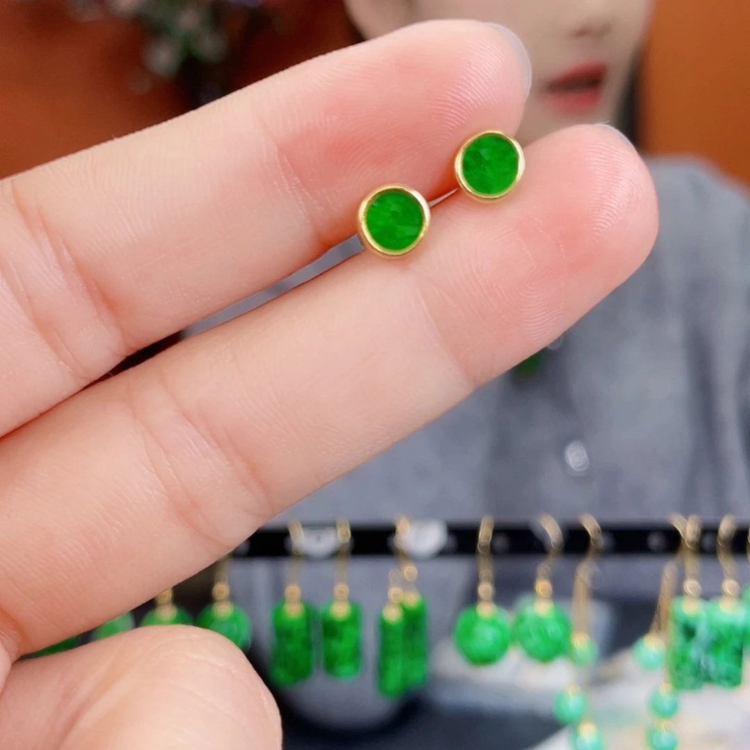 翡翠银S925镶嵌耳饰