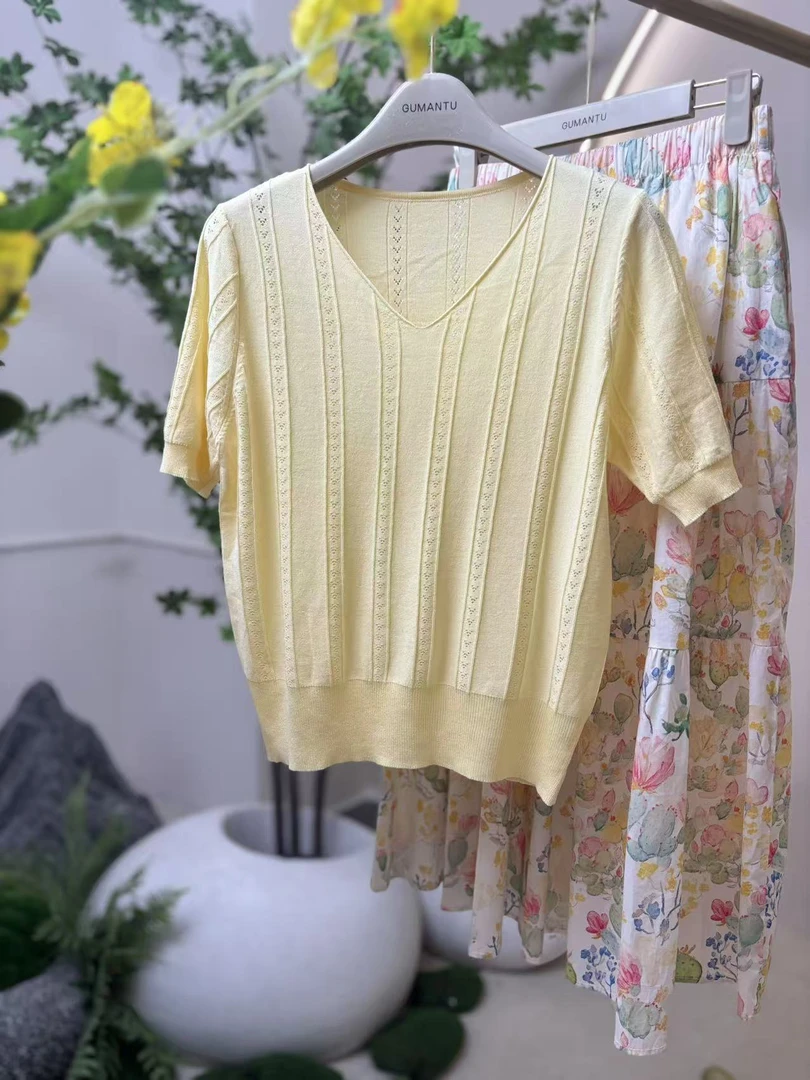 GK002黄色简约百搭针织衫上衣