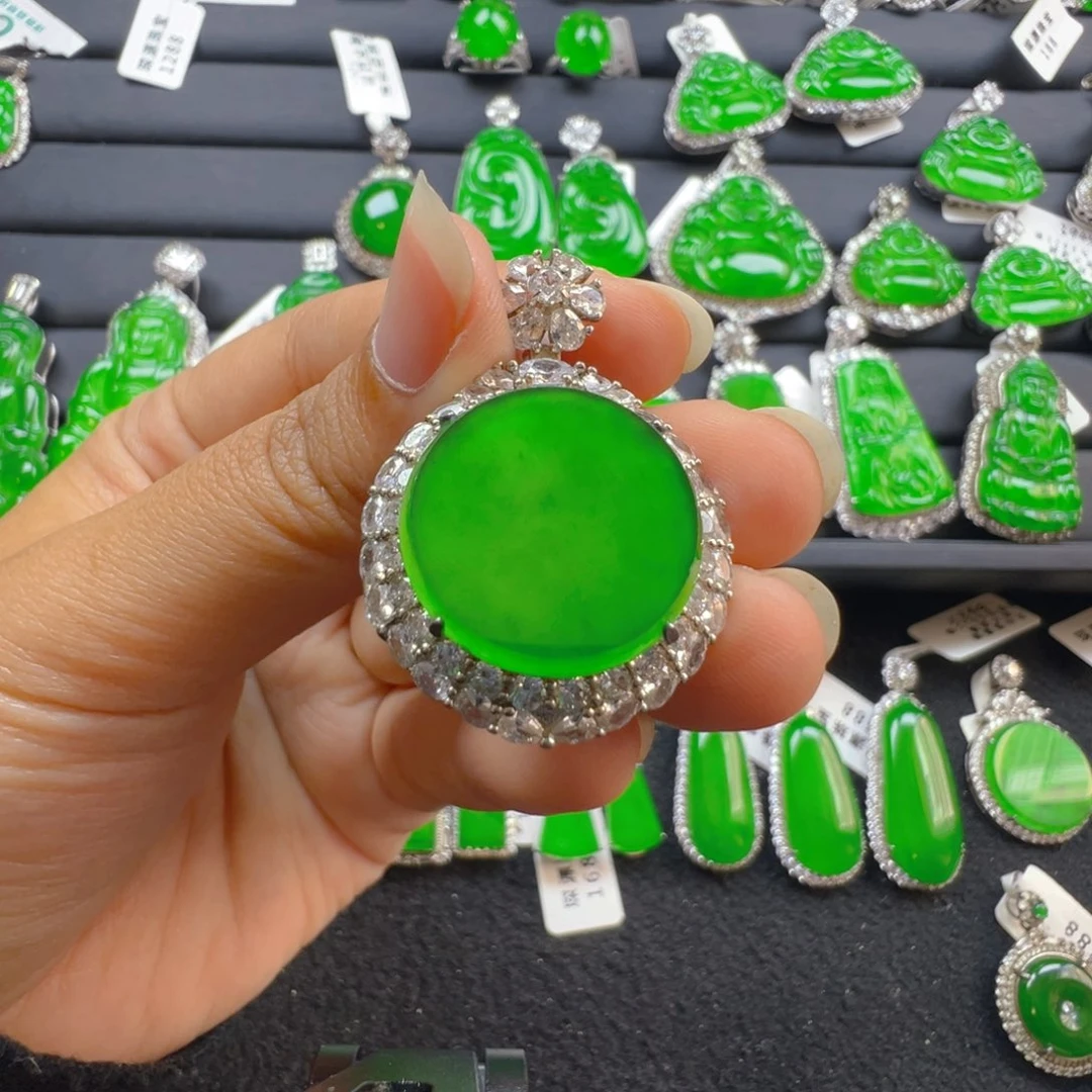 翡翠银S925镶嵌颈饰