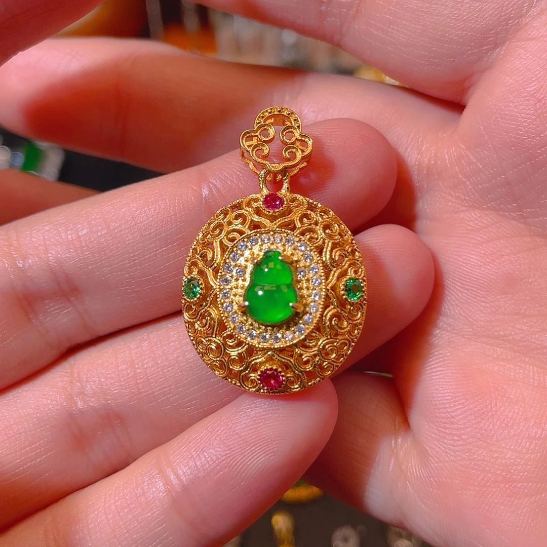 翡翠银S925镶嵌吊坠(不含链)