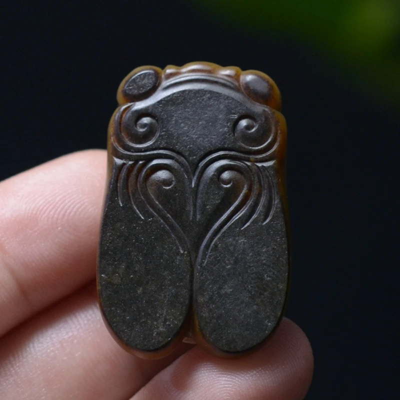 27.2g 新疆和田四色聚色万年黑油皮籽料一鸣惊人