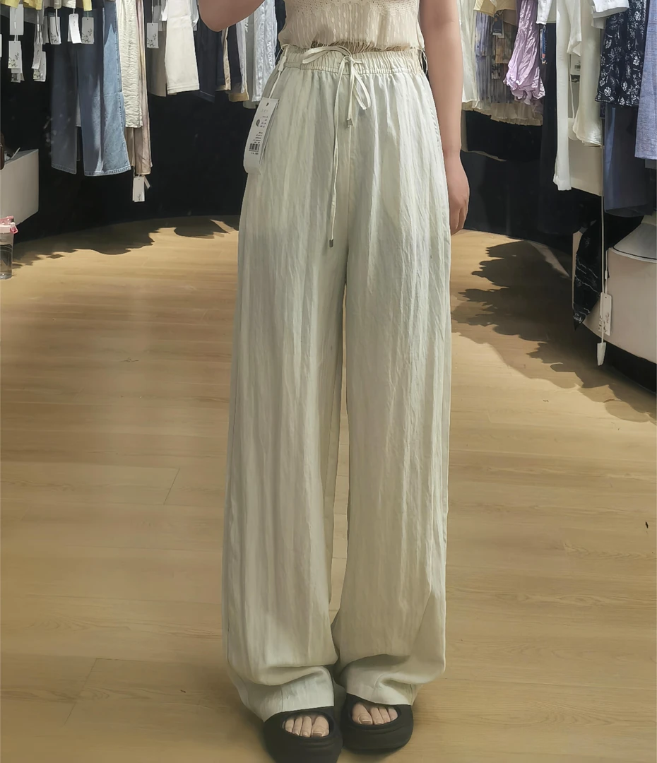 ANYUMO/安妤茉2546天丝弯刀裤高腰显瘦时尚舒适百搭夏女