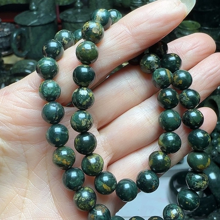 未镶嵌蛇纹石玉二圈手串0.8cm