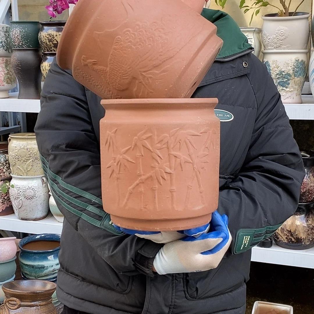 紫砂花盆口20高20处理俩个