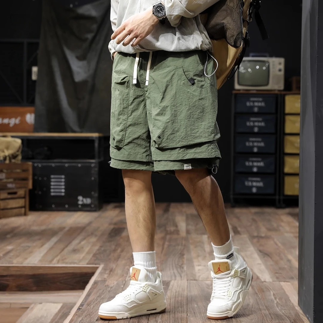 U&PURA夏季薄款户外防水速干工装短裤男冰丝凉感五分裤子中裤