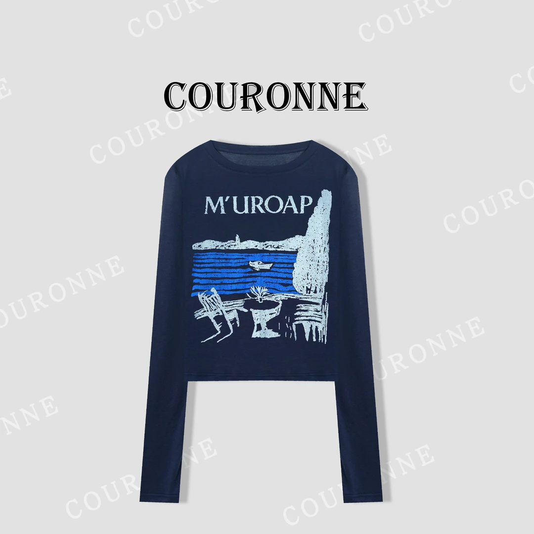 【左左】-春夏‘’罗马假日‘’复古减龄休闲设计显瘦撞色软糯上衣34511