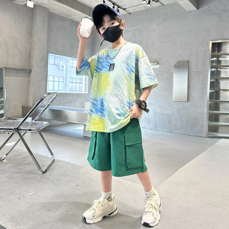 儿童装男童夏装短袖套装2025新款中大童夏季薄款运动夏款酷帅气潮