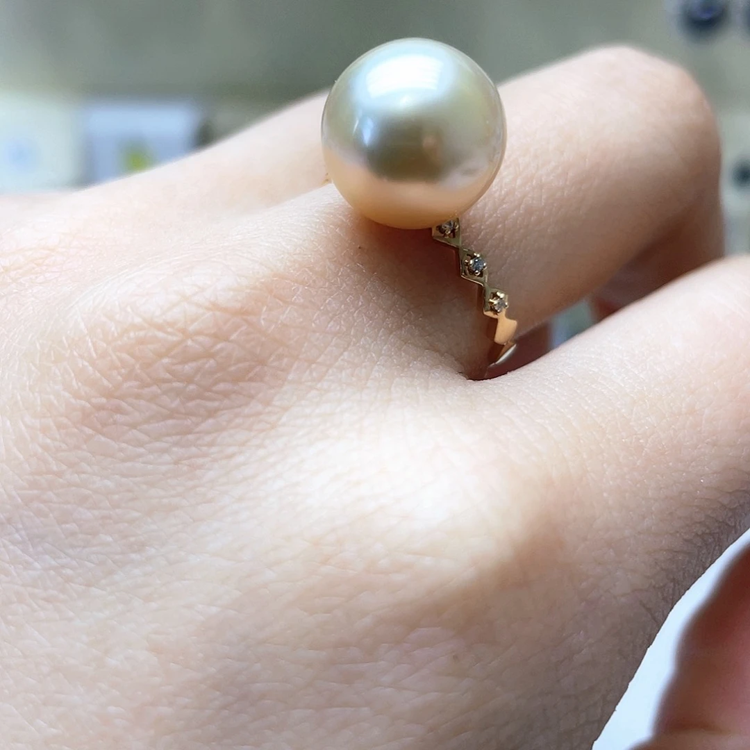 海水珍珠戒指18K金镶嵌