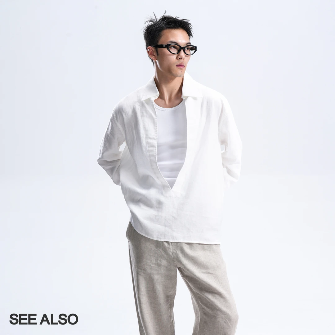 SEE ALSO『100%亚麻』半门襟褶皱肌理廓形亚麻衬衫外套SA080
