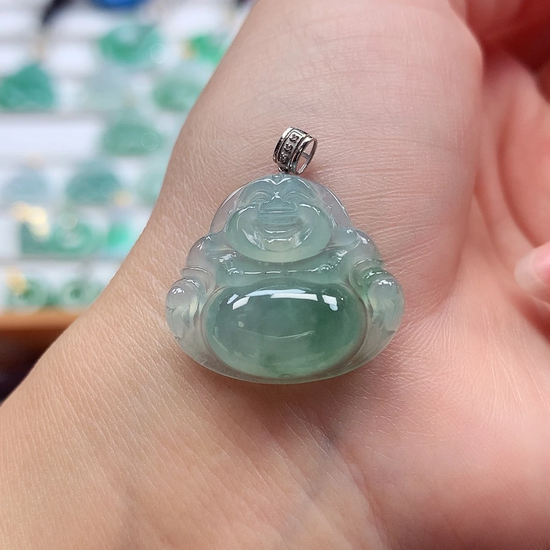 翡翠18K金镶嵌吊坠(赠链)20.7-23.5-5.6