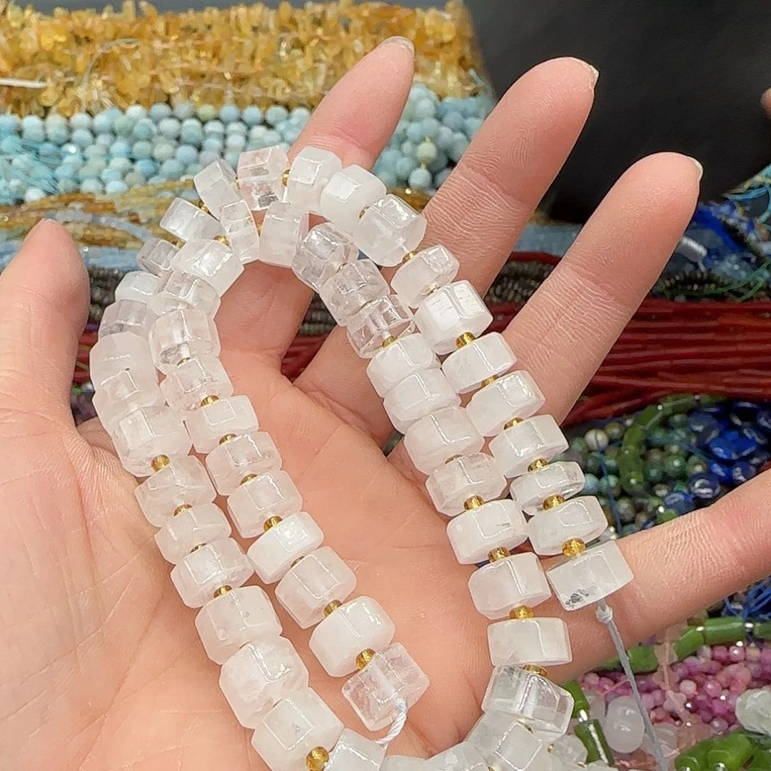 玛瑙/玉髓合金珠宝半成品老矿白水晶10mm一条
