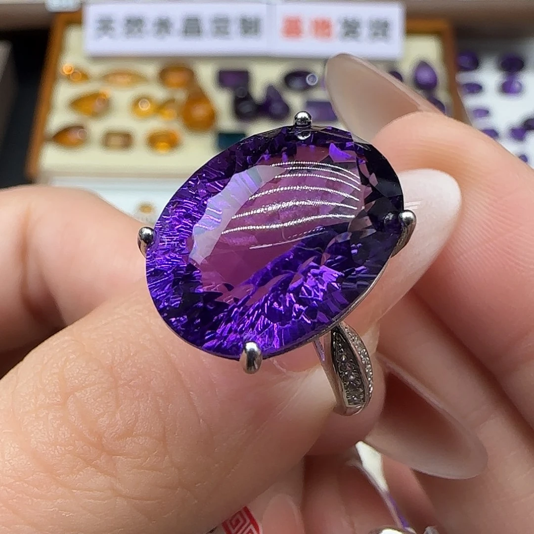 ****莫银S925镶嵌水晶珠宝半成品G 14克拉乌拉圭