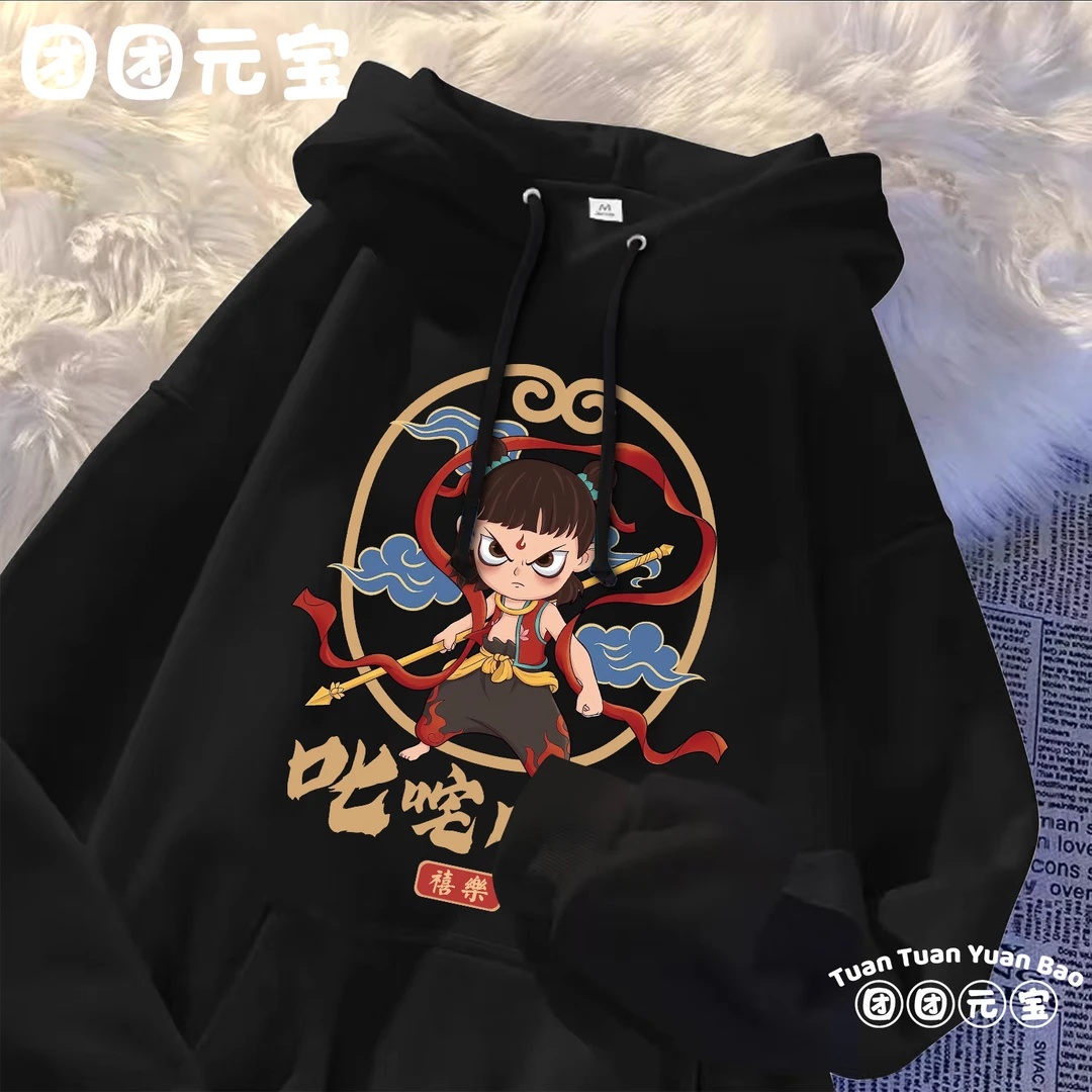 儿童中大童连帽卫衣春秋新款男女卡通宽松长袖潮流套头衫加绒加厚