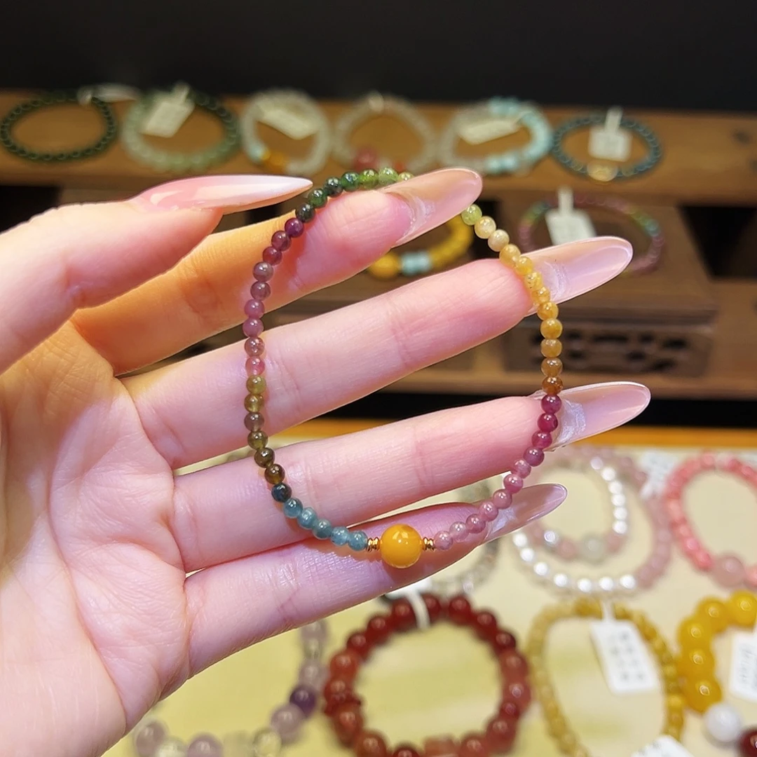 水晶银S925镀金镶嵌手串碧1341