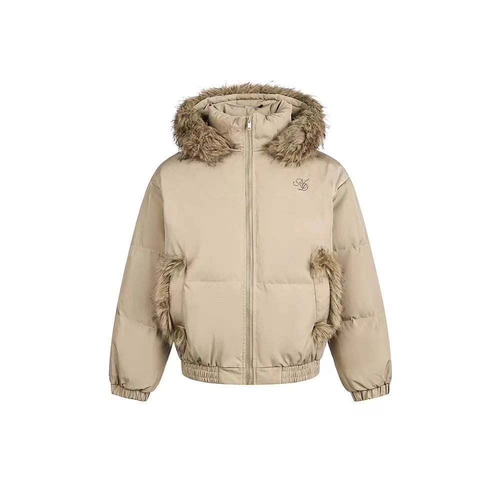 【Mu&Mu】韩系新款蓝色毛领连帽棉服外套女冬季加厚保暖面包服