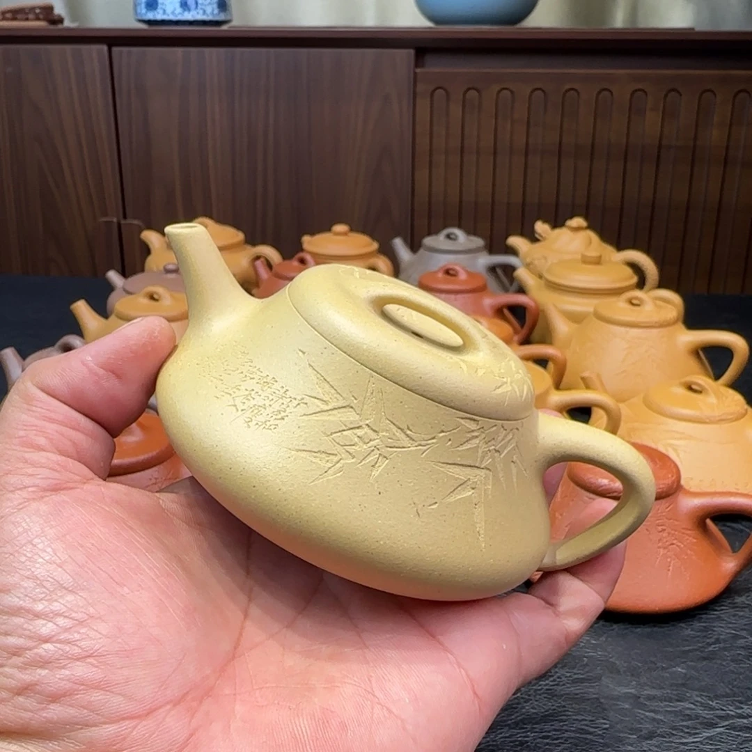 紫砂茶壶大水潭夹脂本绿影瓢190cc