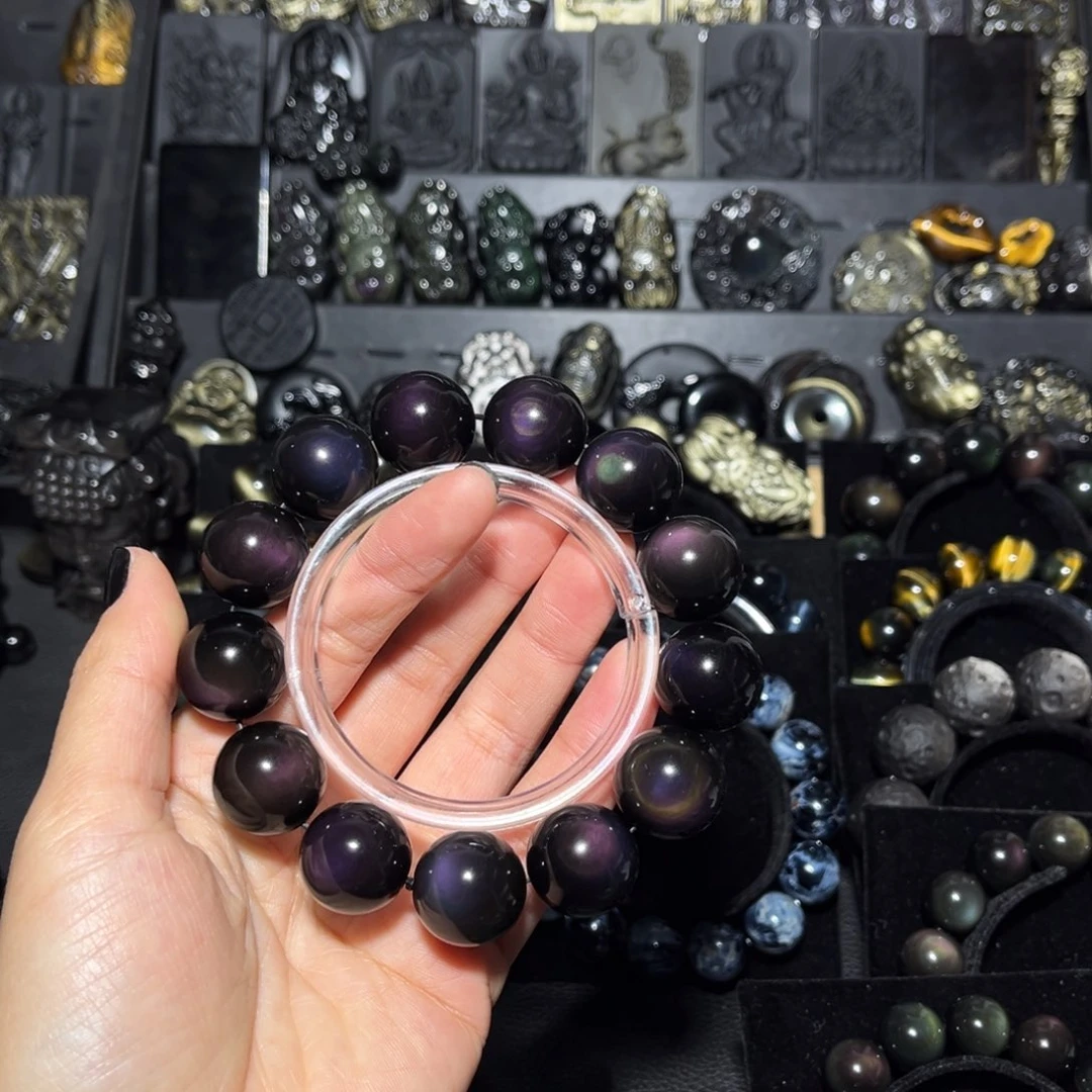 富***顺黑曜岩未镶嵌手链