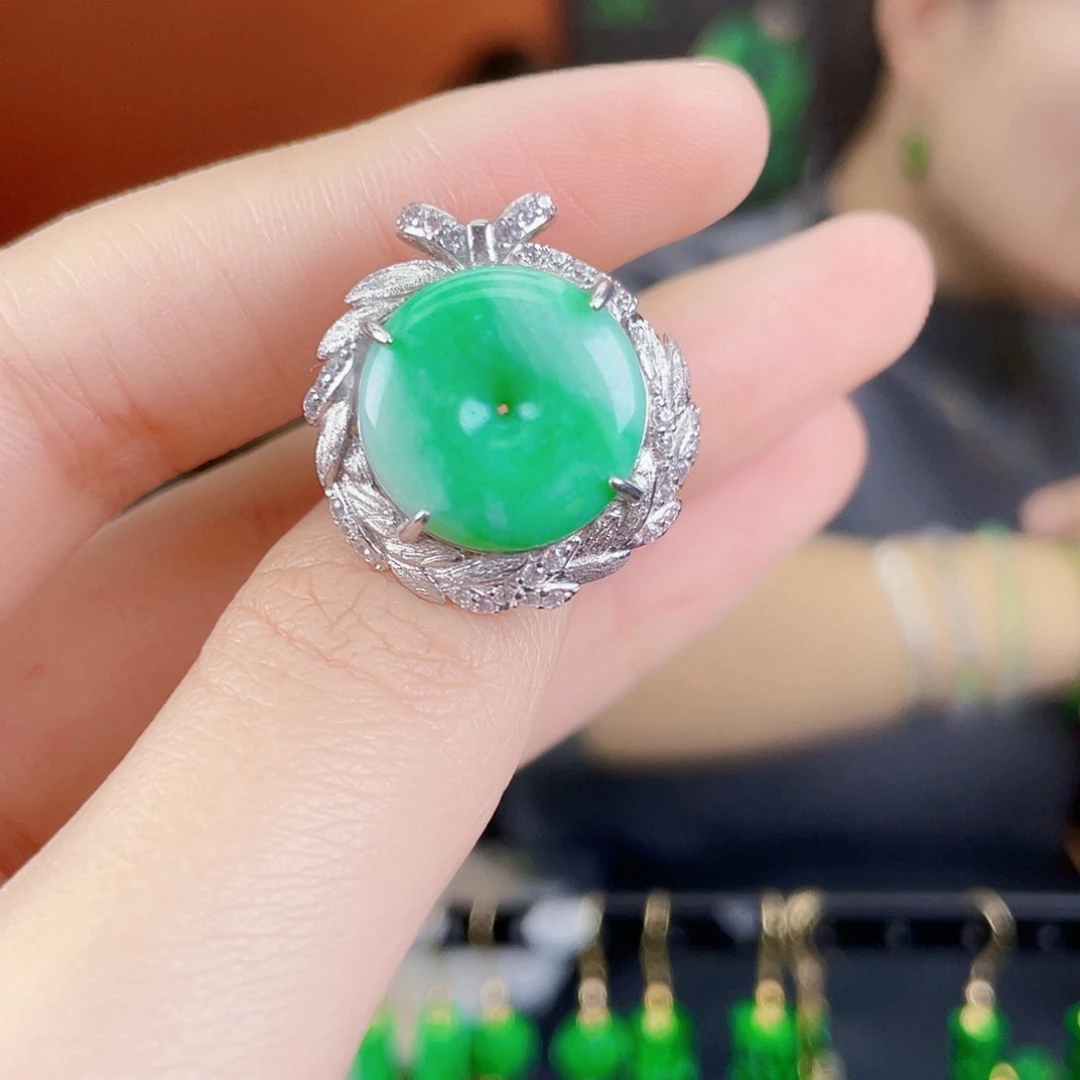 翡翠银S925镶嵌耳饰