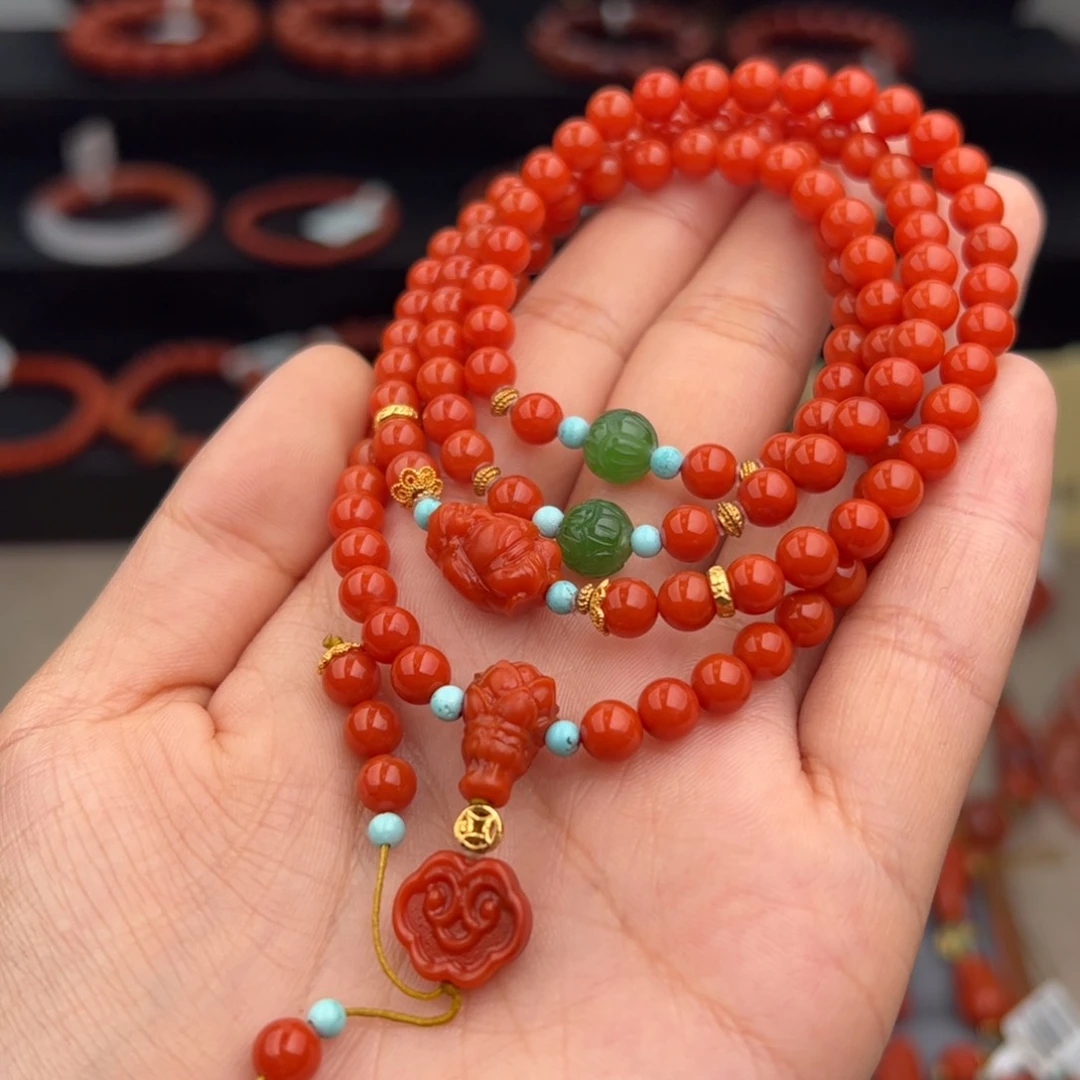 南红玛瑙财运连连长链5+ 未镶嵌