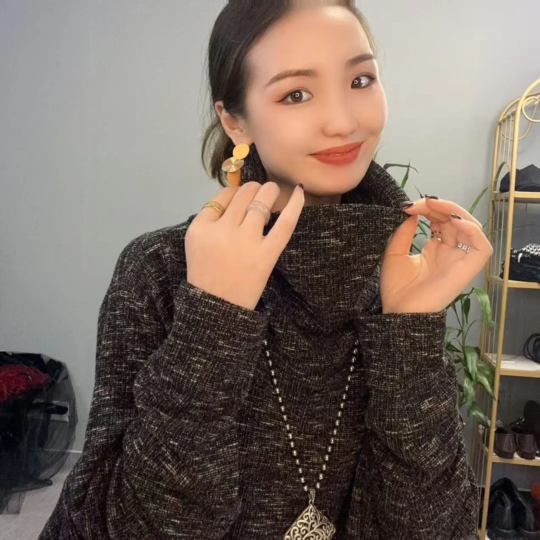 冬款 欧韩时尚新款高领宽松百搭上衣