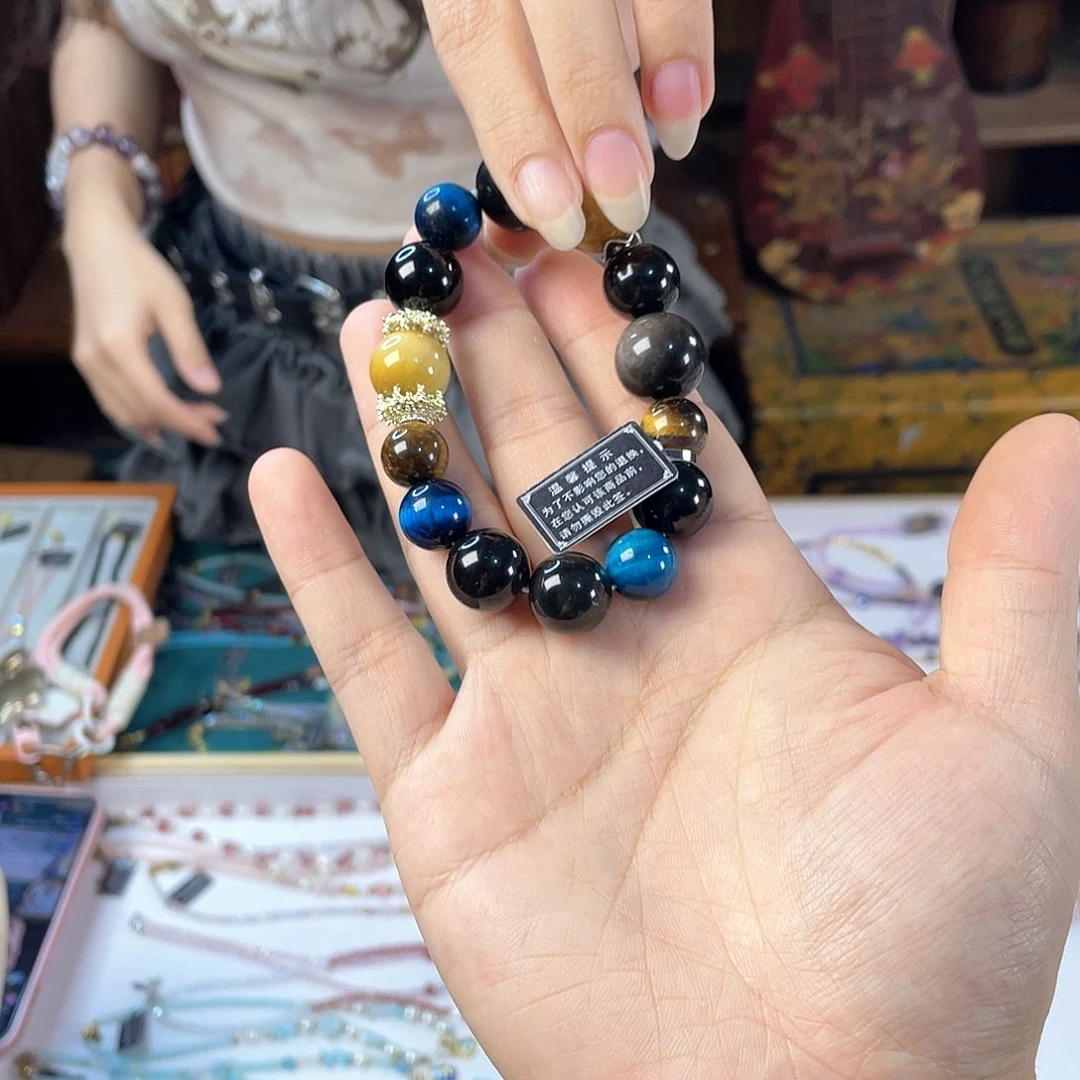 水晶手链银S925镀金镶嵌