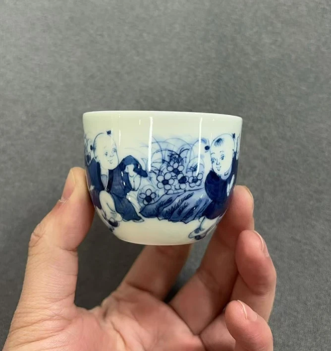 景德镇陶瓷供应链青花童子人物画片缸杯190y