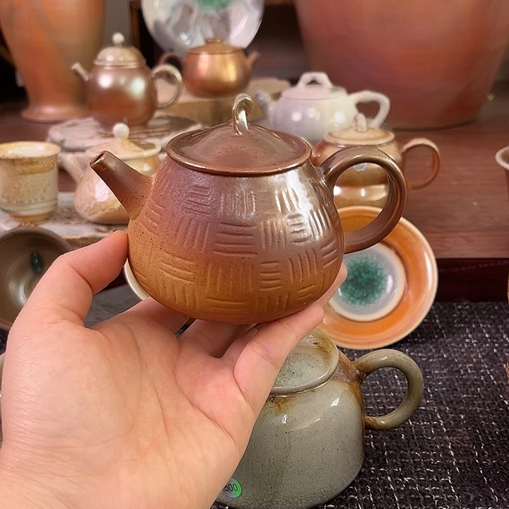 柴烧茶壶手工纹理壶