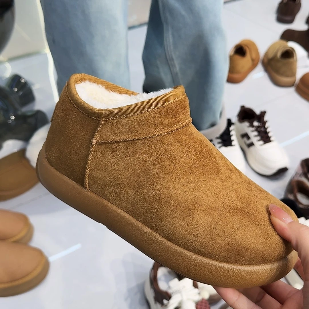 黄牛剖层皮革松糕鞋5土豆黄色38码