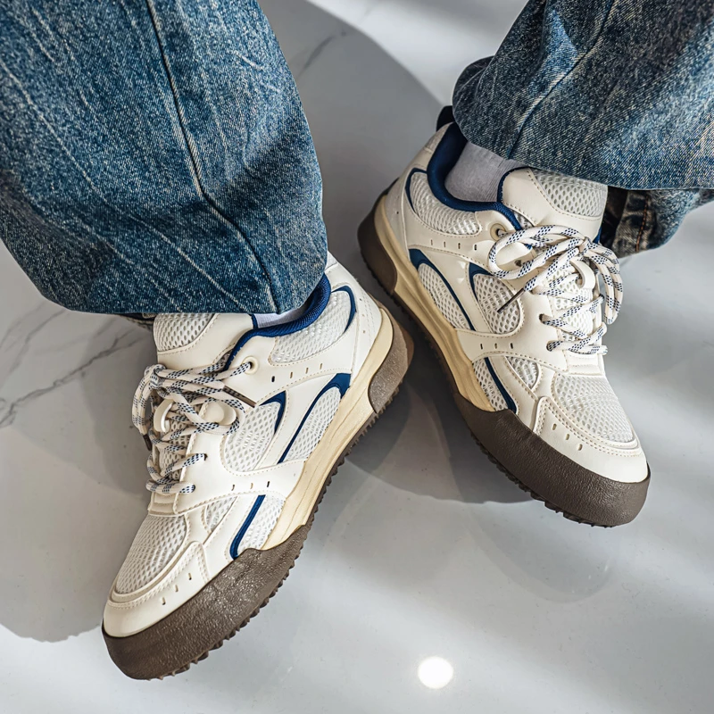 鞋子男款爆款2025新款网面透气运动休闲鞋厚底男鞋子潮鞋男生板鞋