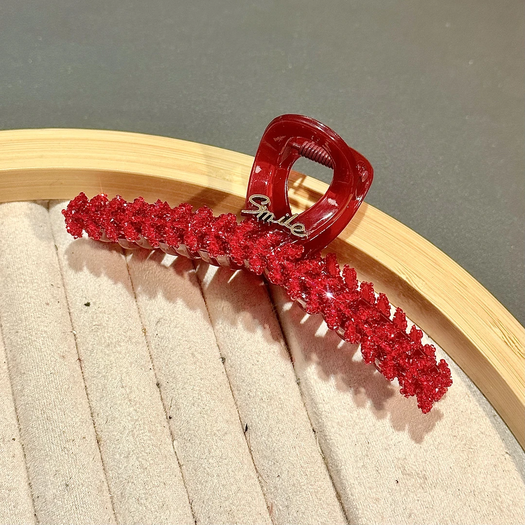 X37红色麦穗气质抓夹轻奢气质时尚11CM