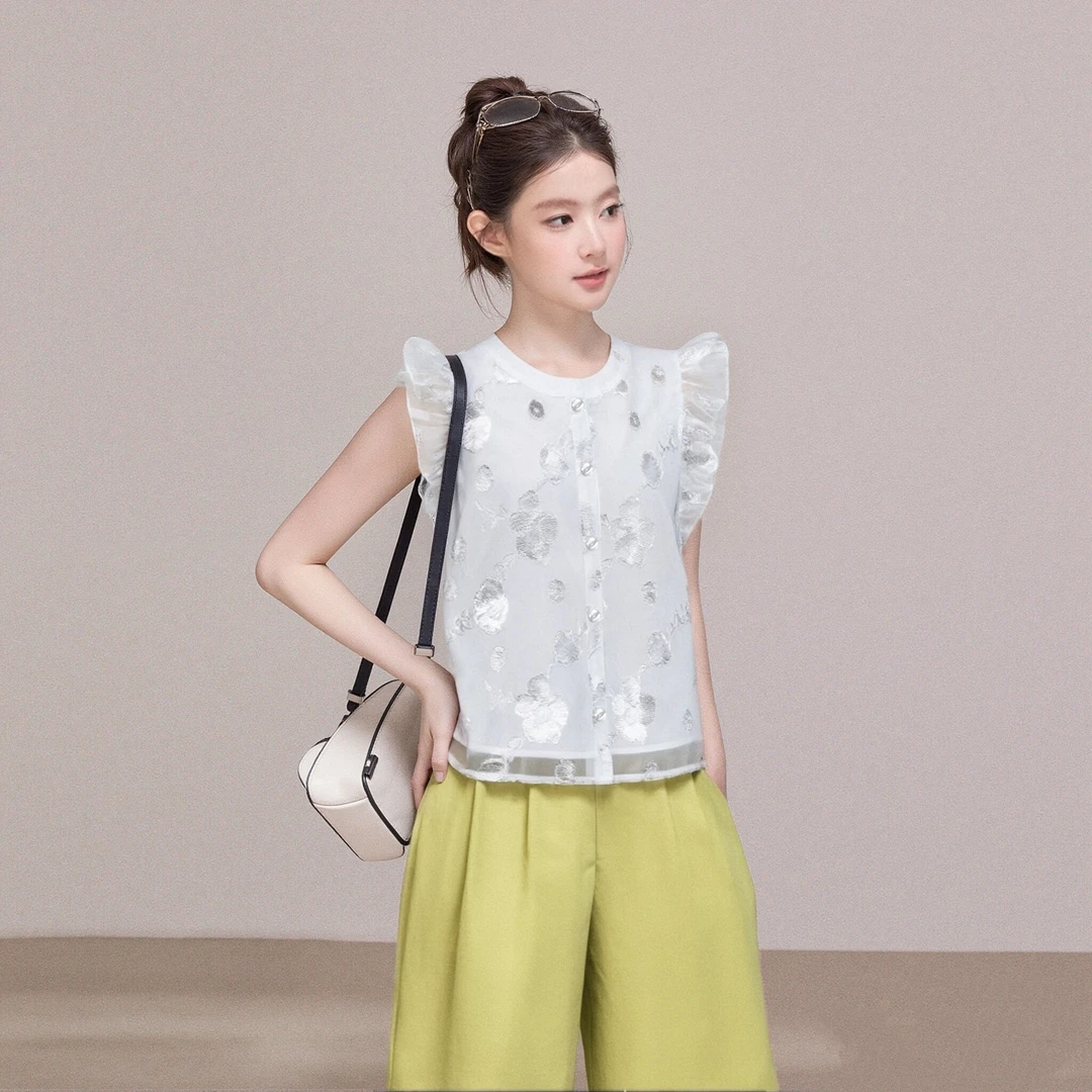 C【两件套】【有里布】巨好看的夏装套装女无袖衬衫九分休闲裤D2650