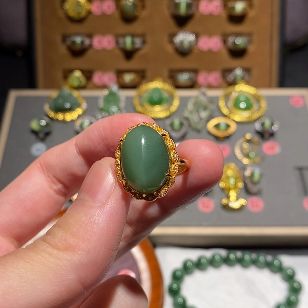 和田玉银S925镶嵌戒指