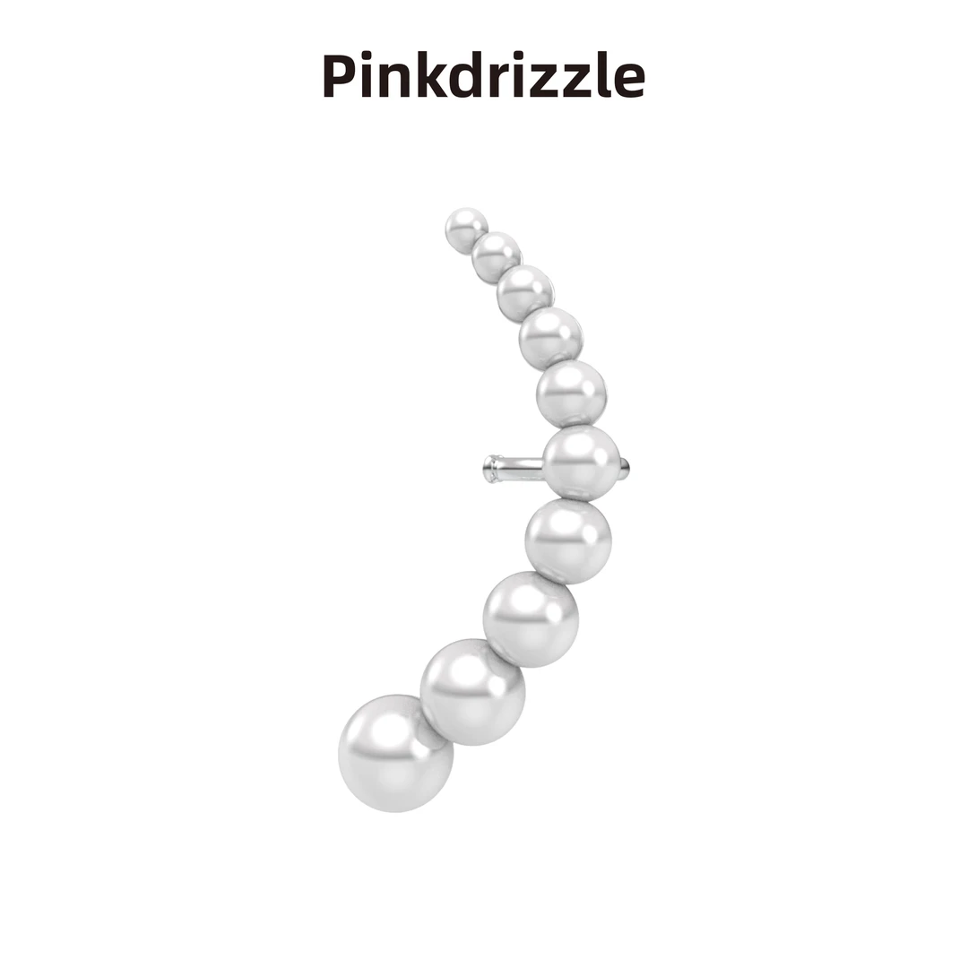 Pinkdrizzle 铜合金耳饰 星芒弯月珠珠多戴法耳骨夹单只气质小众