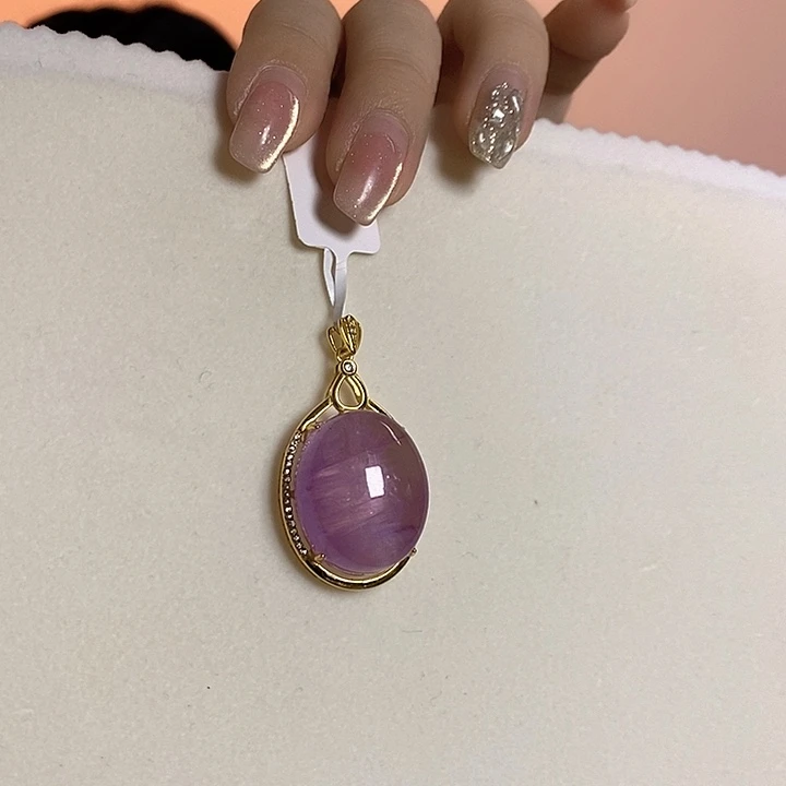 锂辉石紫锂辉高冰收藏级顶配吊坠银S925镶嵌